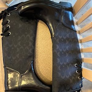 Coach black lace up boot